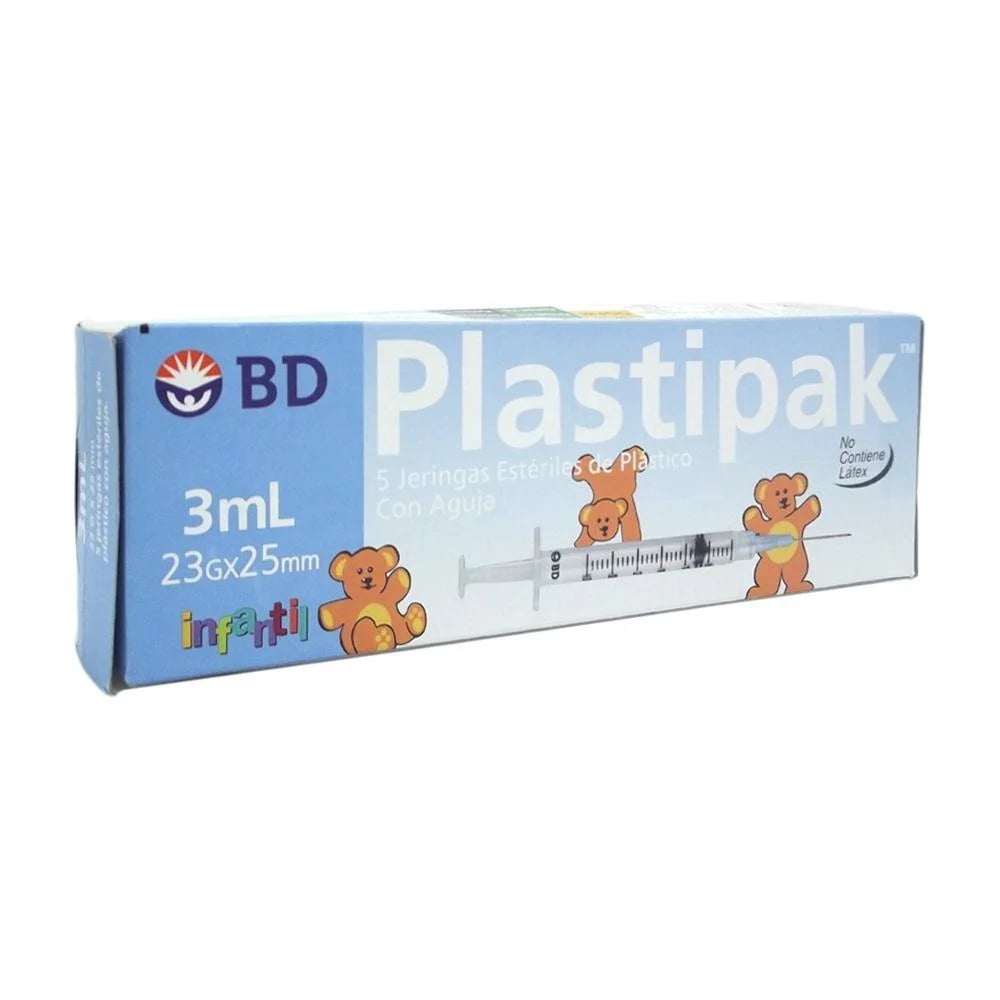 PLASTI-PAK PEDIATRIC SYRINGE NEEDLE 23x25 3ML 5 UNITS
