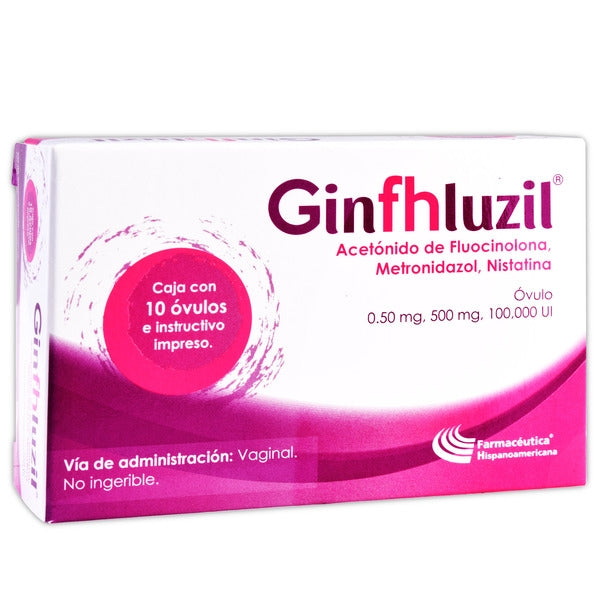 GINFHLUZIL 10 ÓVULOS 0.5 MG/500 MG/100,000 UI