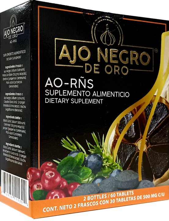 BLACK GARLIC DE ORO AO-RÑS 2 BOTTLES WITH 30 TABLETS EACH