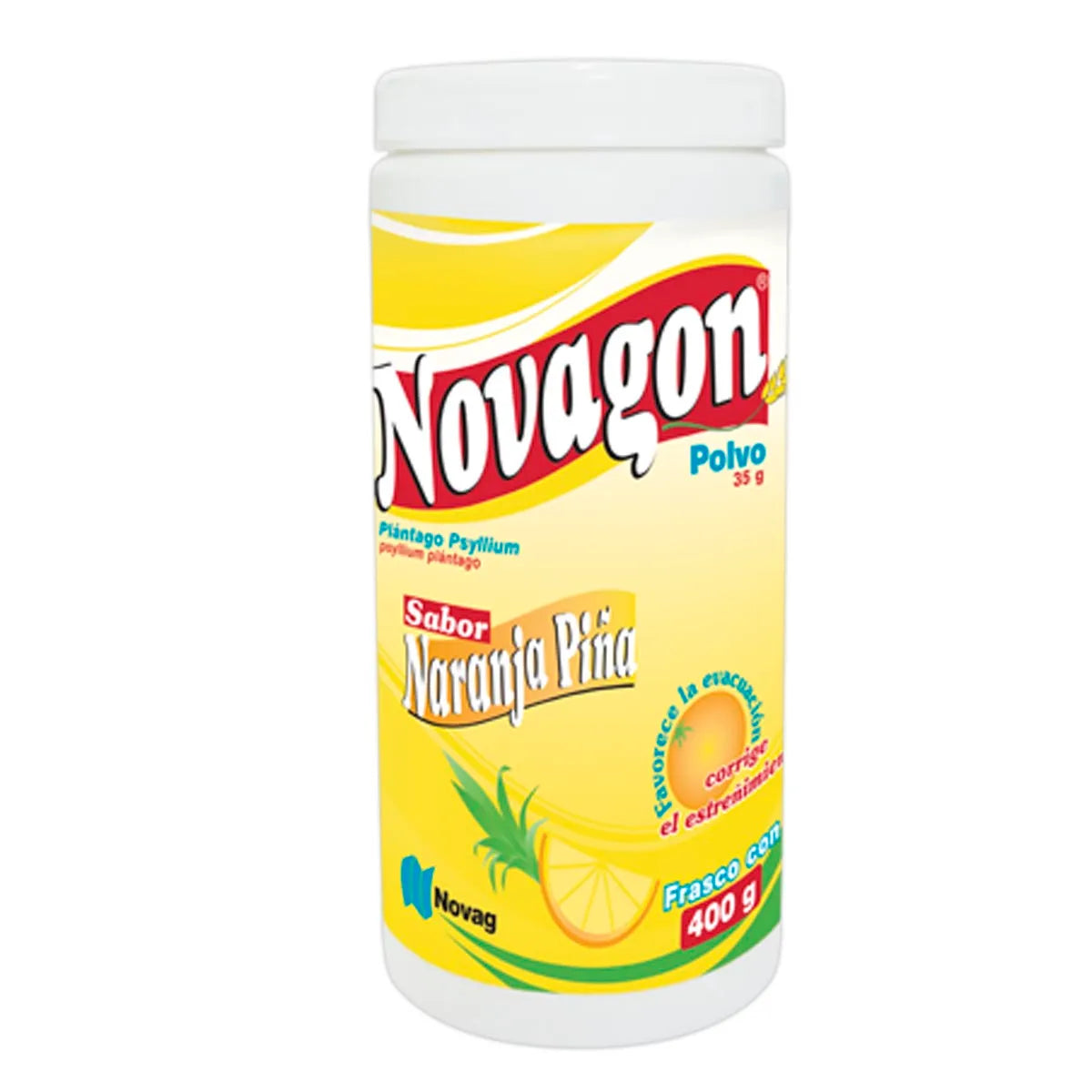 NOVAGON PLÁNTAGO PSYLLIUM SABOR NARANJA PIÑA POLVO 400G