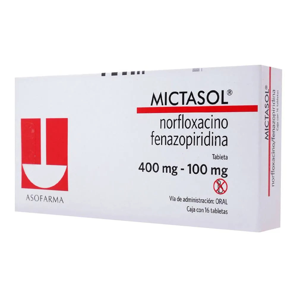 MICTASOL (NORFLOXACIN/PHENAZOPYRIDINE) 400MG/100MG 16TAB