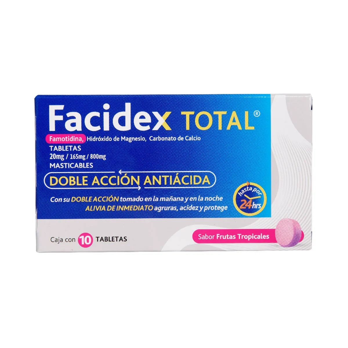 FACIDEX TOTAL 10CHEWABLE TABLETS 20MG/165MG/800MG