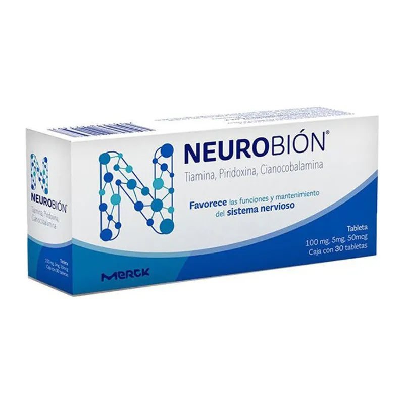 NEUROBION (TIAMINA, PIRIDOXINA Y CIANOCOBALAMINA) 100MG/5MG/50MCG 30TABLETAS