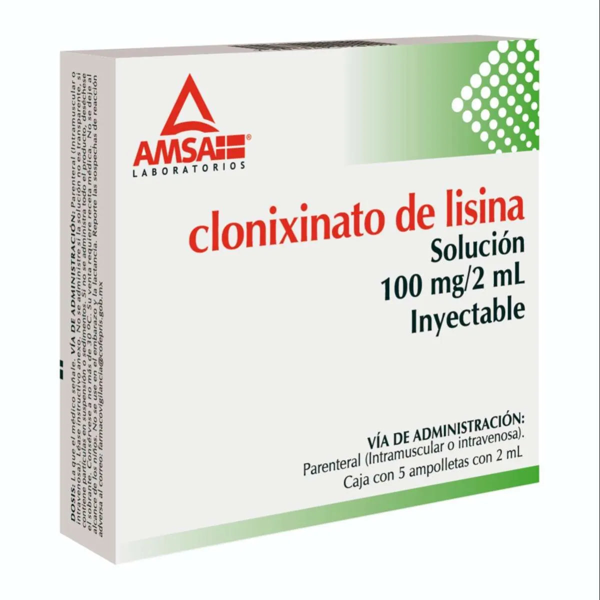 CLONIXINATO DE LYSINE 100MG/2ML INJECTABLE SOLUTION 5 AMPOULES