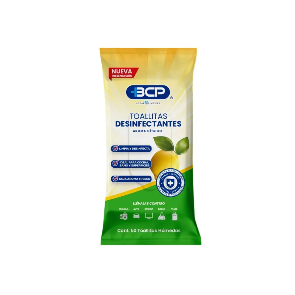 TOALLAS HUMEDAS BCP DESINFECTANTES 40 PIEZAS