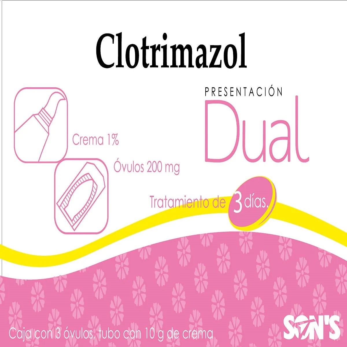 CLOTRIMAZOLE DUAL 3 DAYS 3 SUPPOSITORIES 200MG + 1% CREAM TUBE