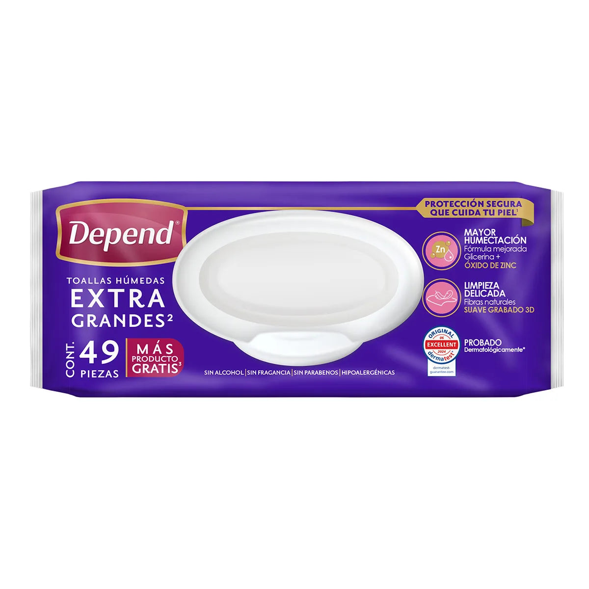 TOALLAS HUMEDAS DEPEND SIN ALCOHOL 49 PIEZAS