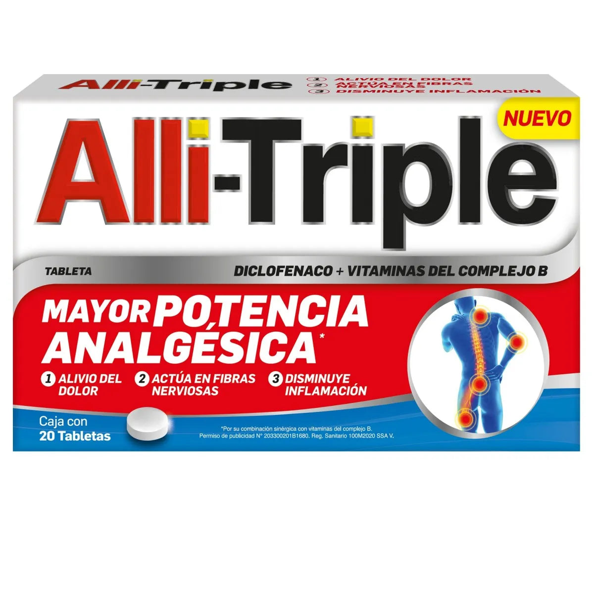 ALLI TRIPLE (DICLOFENAC, VITAMINS B12, B6, B1) 20TABLETS