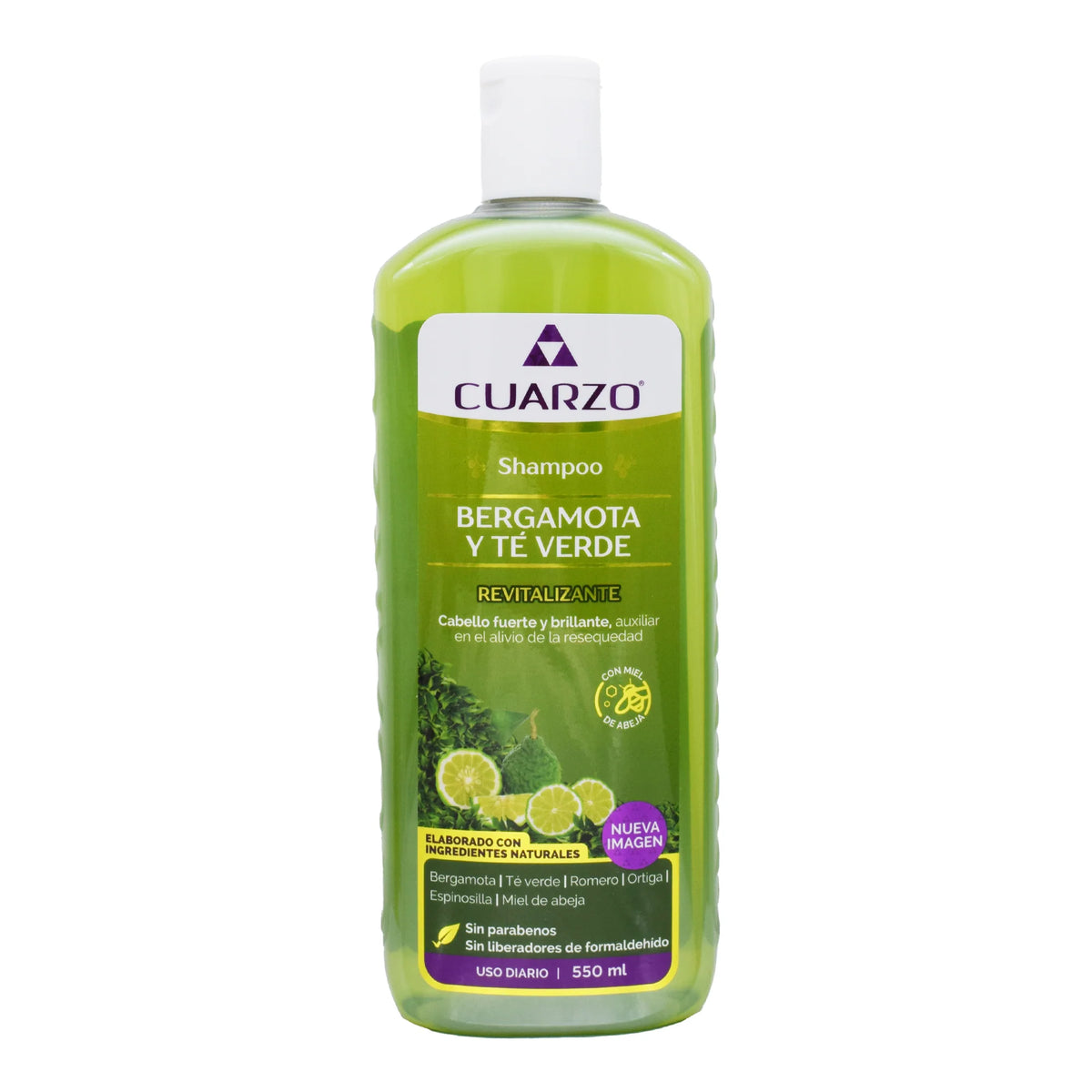 SHAMPOO BERGAMOTA Y TE VERDE CUARZO 550 ML