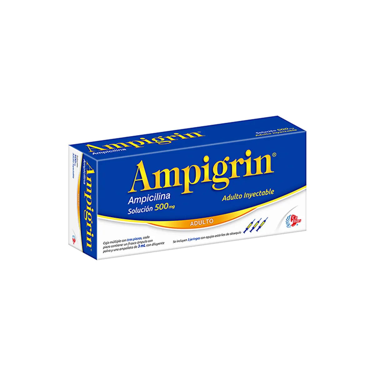 AMPIGRIN (AMPICILLIN) 500MG INJECTABLE SOLUTION