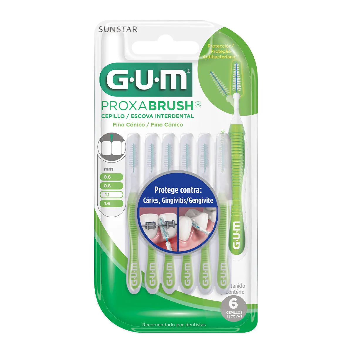 CEPILLO INTERDENTAL GUM PROXABRUSH 1.1MM 6 PIEZAS