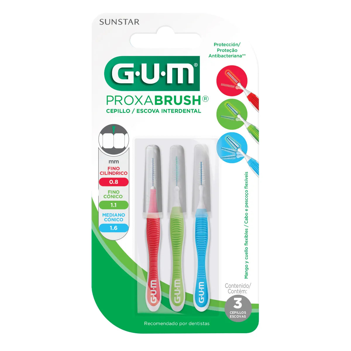 CEPILLO DENTAL GUM PROXABRUSH 3 PIEZAS