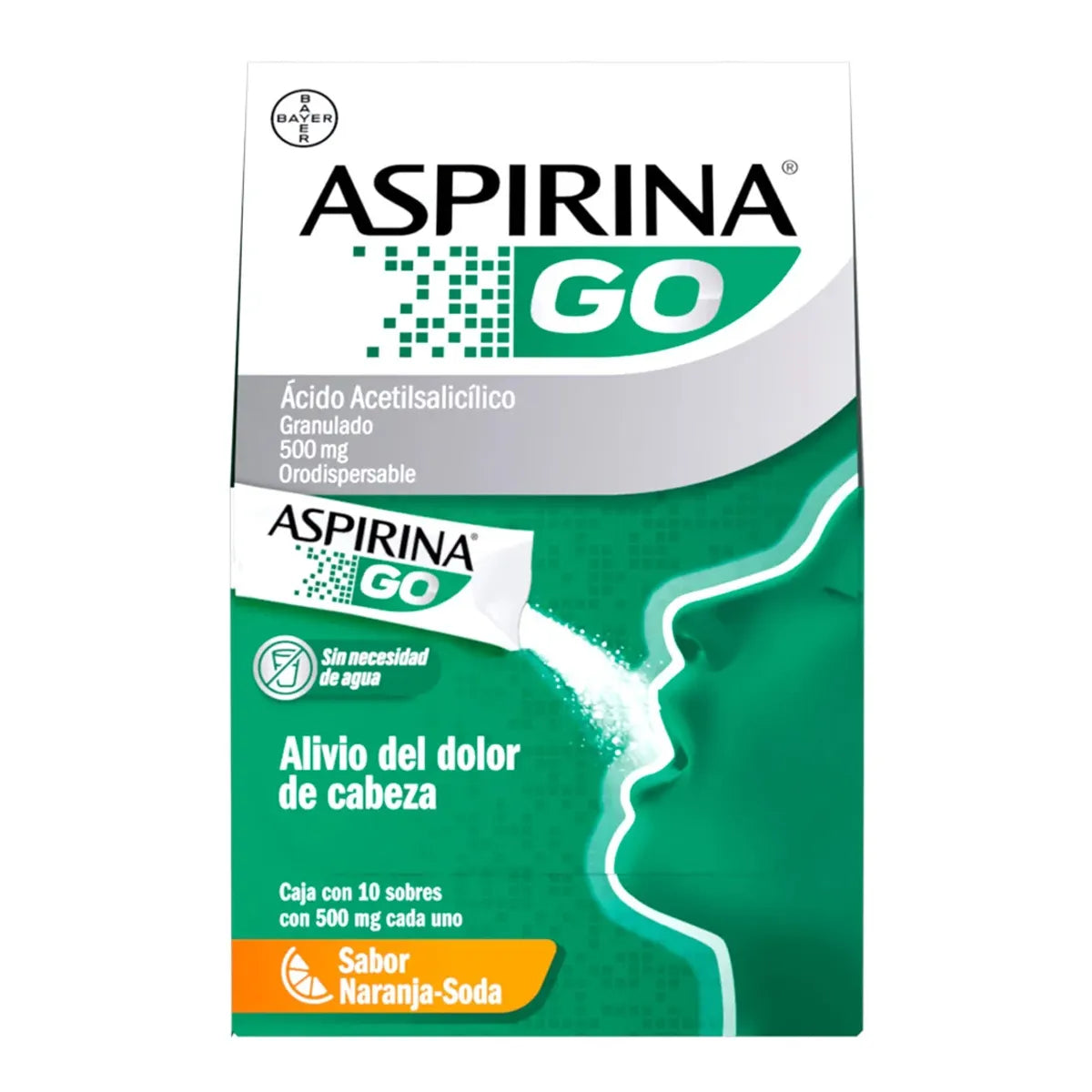 ASPIRIN GO 500MG GRANULES 10 SACHETS ORANGE FLAVOR