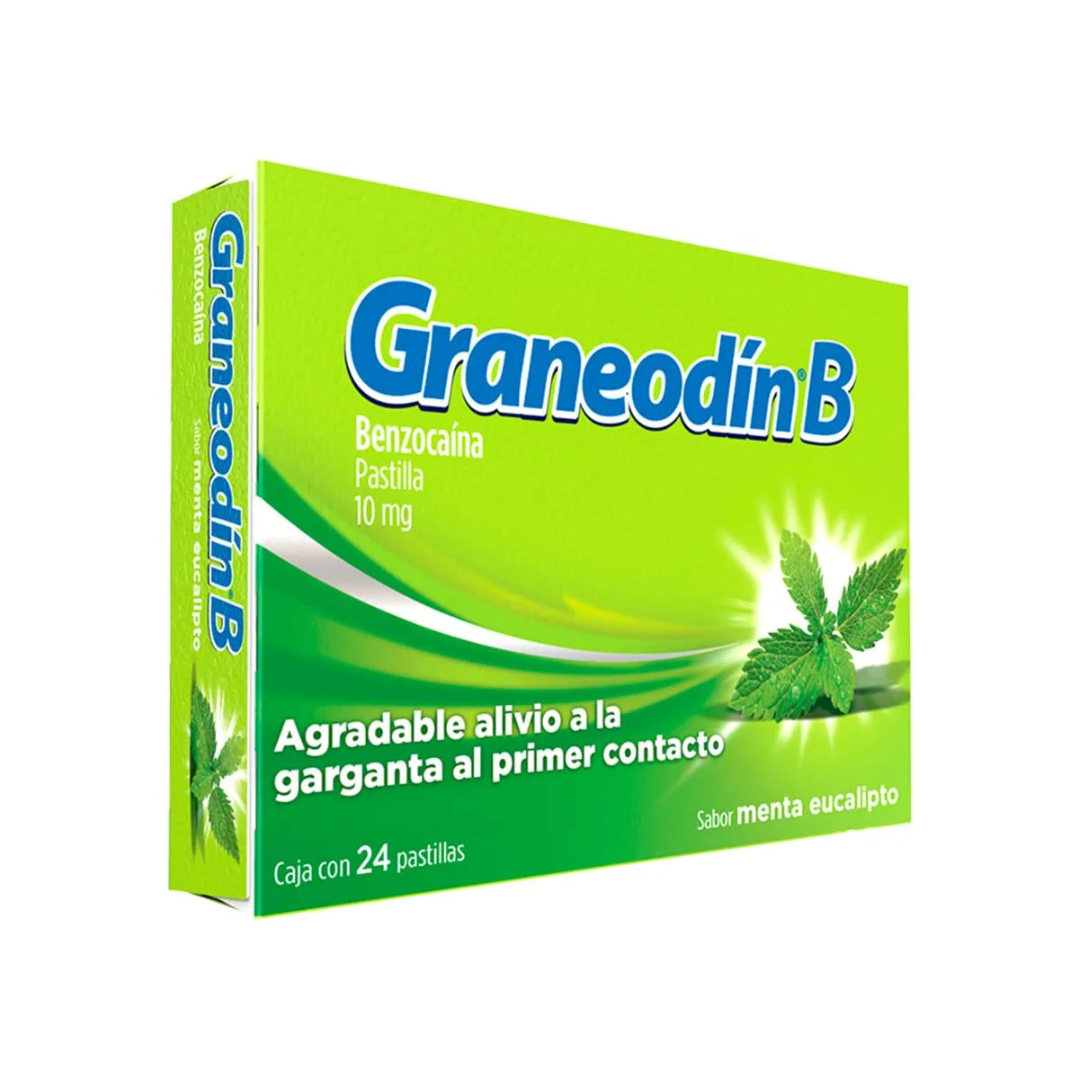 GRANEODIN B 10MG WITH 24 MINT-EUCALYPTUS FLAVORED LOZENGES