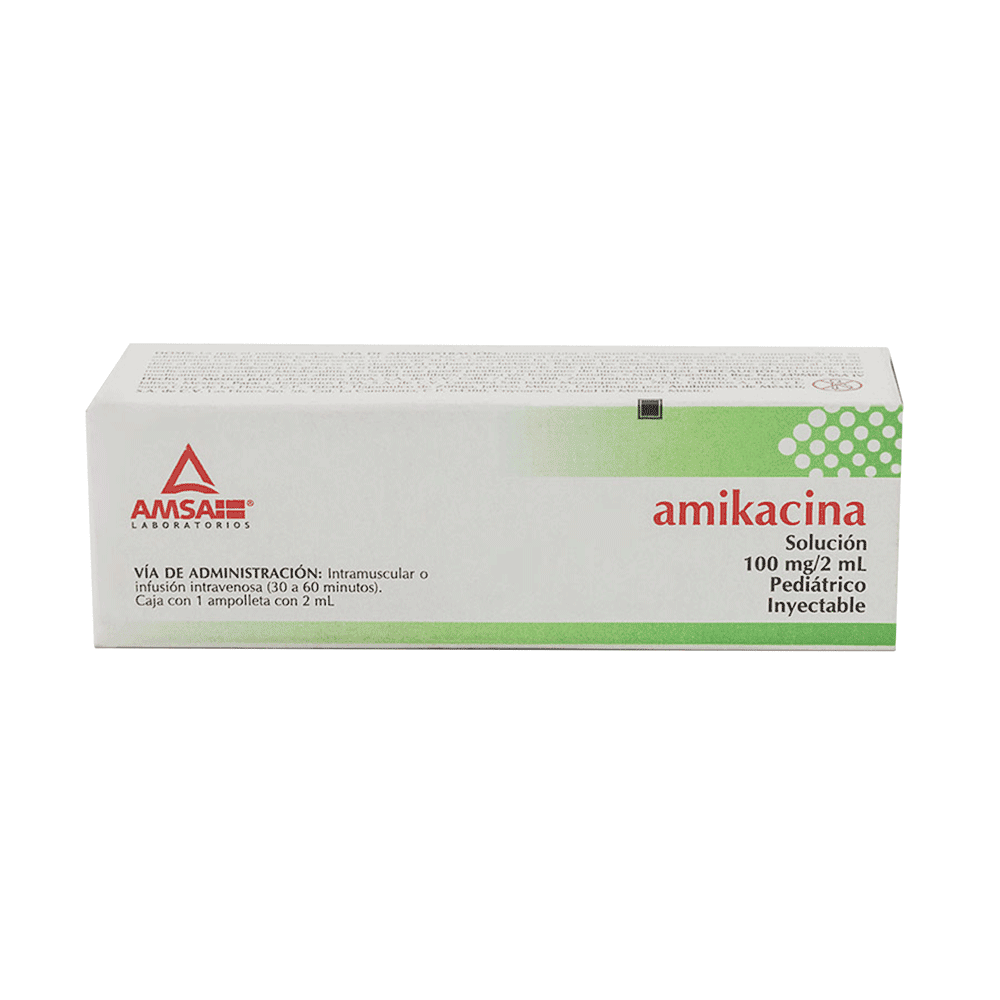 AMIKACINA PEDIÁTRICO (AMSA) SOLUCIÓN INYECTABLE 1 AMPOLLETA 100 MG/2 ML