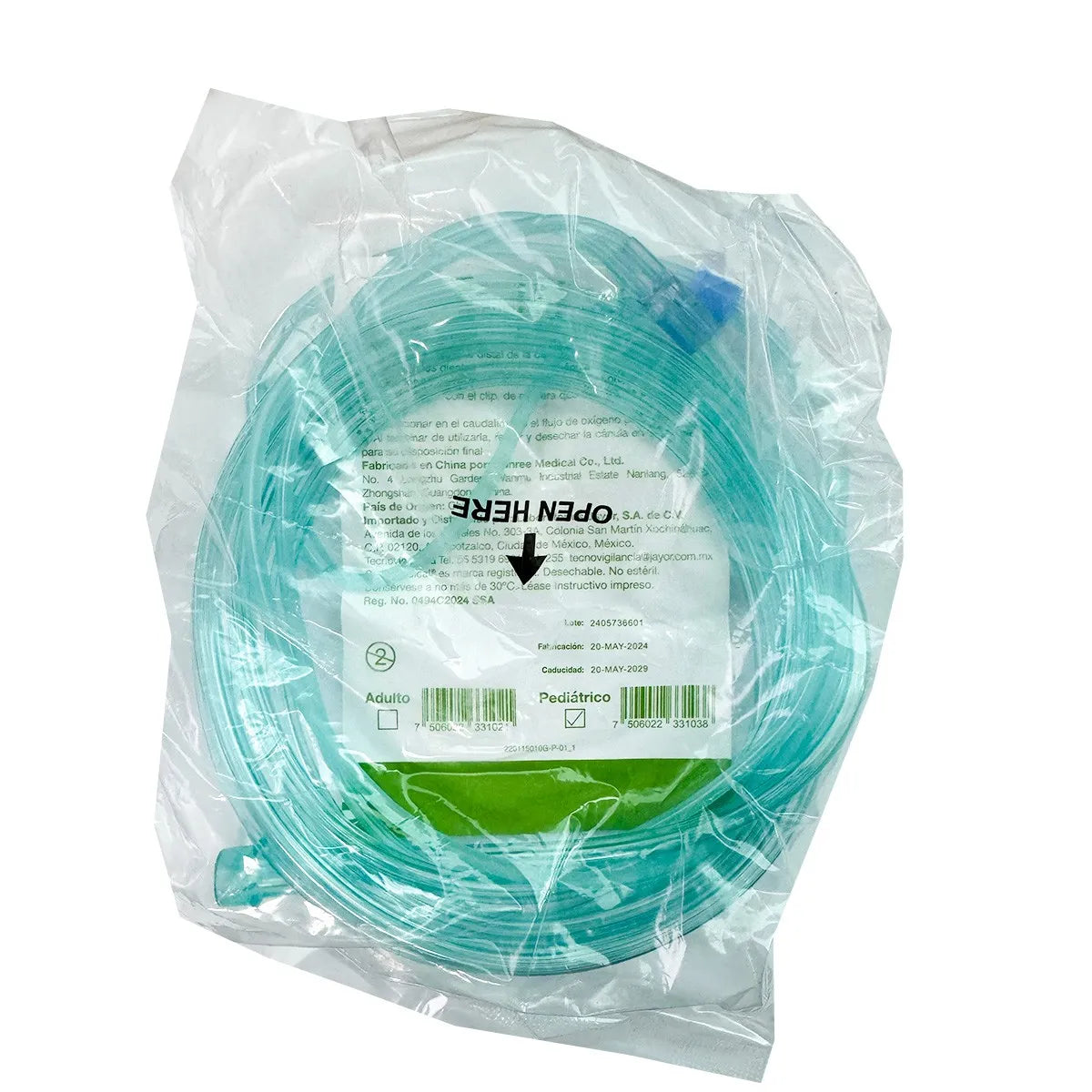 CÁNULA NASAL PARA OXÍGENO (SensiMedical) PEDIÁTRICO 1 PIEZA