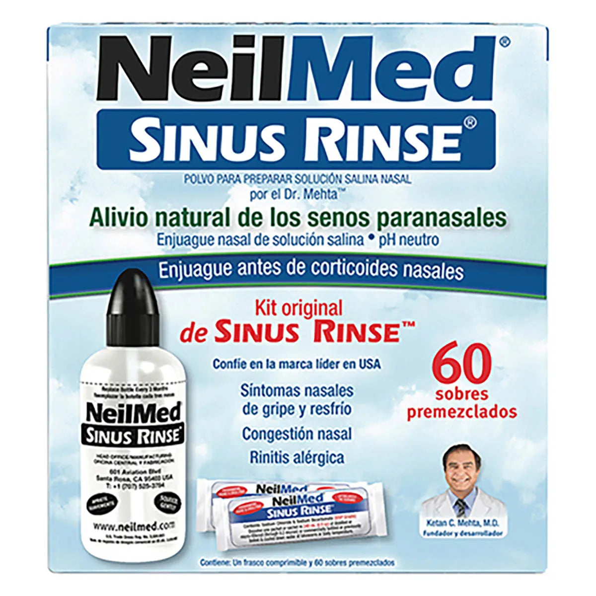 NEIL MED SINUS RINSE KIT 60 SOBRES + BOTE 240ML