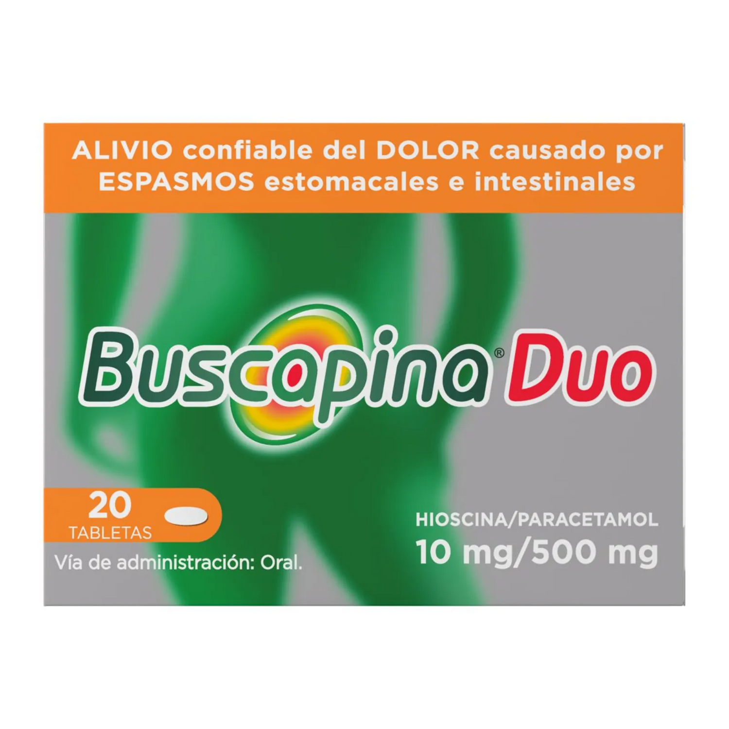 BUSCAPINA DUO (HYOSCINE / PARACETAMOL) 10MG/500MG 20 TABLETS