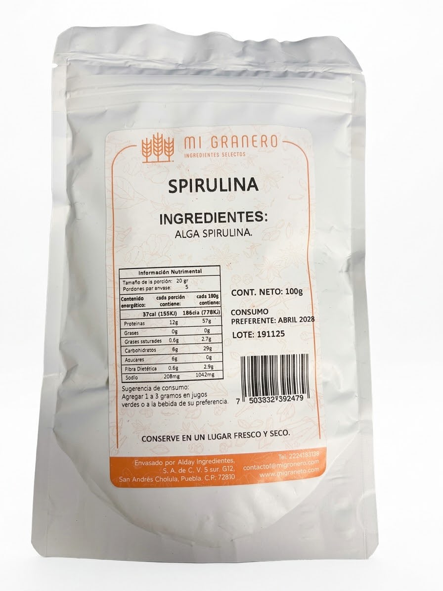 SPIRULINA 100 GRAMOS (MI GRANERO)