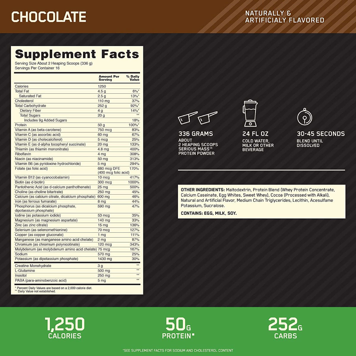ON SERIOUS MASS 12LBS CHOCOLATE - OPTIMUM NUTRITION