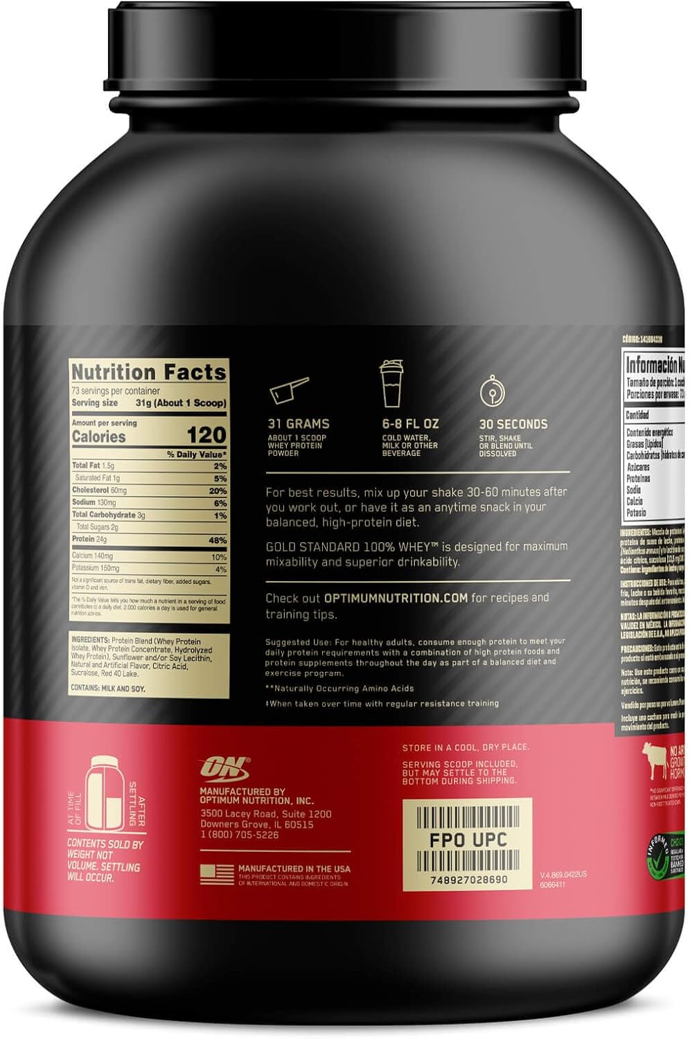 ON 100% WHEY GOLD STD 5LBS 2.27KG STRAWBERRY