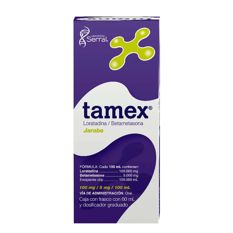 TAMEX (LORATADINE/BETAMETHASONE) 100MG/5MG 60ML BOTTLE