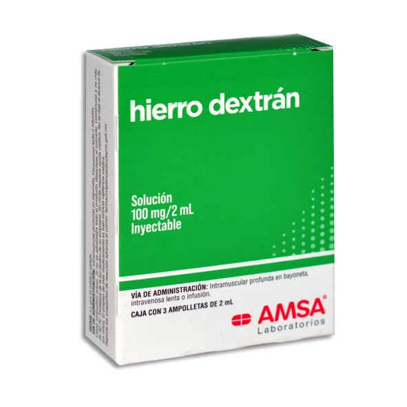 HIERRO DEXTRAN AMSA SOL INY. C/3 AMPULAS 2 ML 100 MG