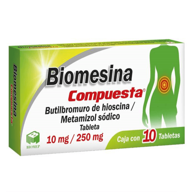 BIOMESINA COMPUESTA (BUTILHIOSCINA/METAMIZOL) 10MG/250MG 10GRAGEAS