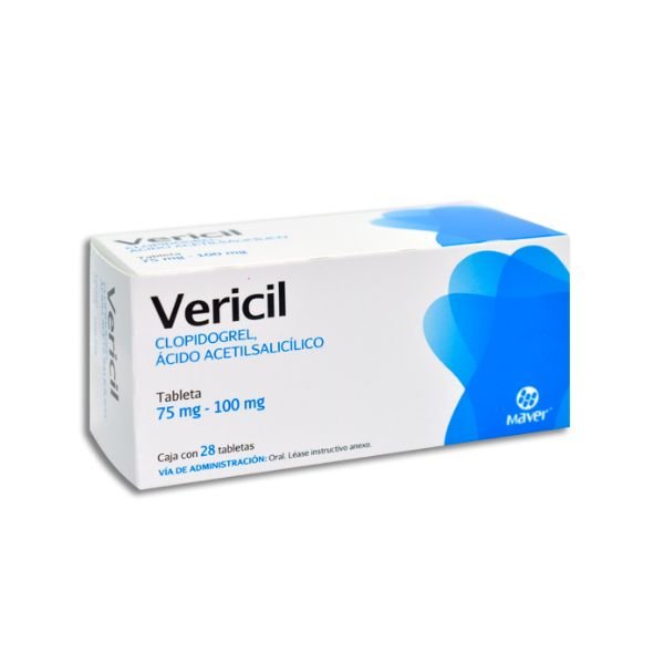 VERICIL (CLOPIDOGREL, ACETYLSALICYLIC ACID) 75/100MG 28TABLETS
