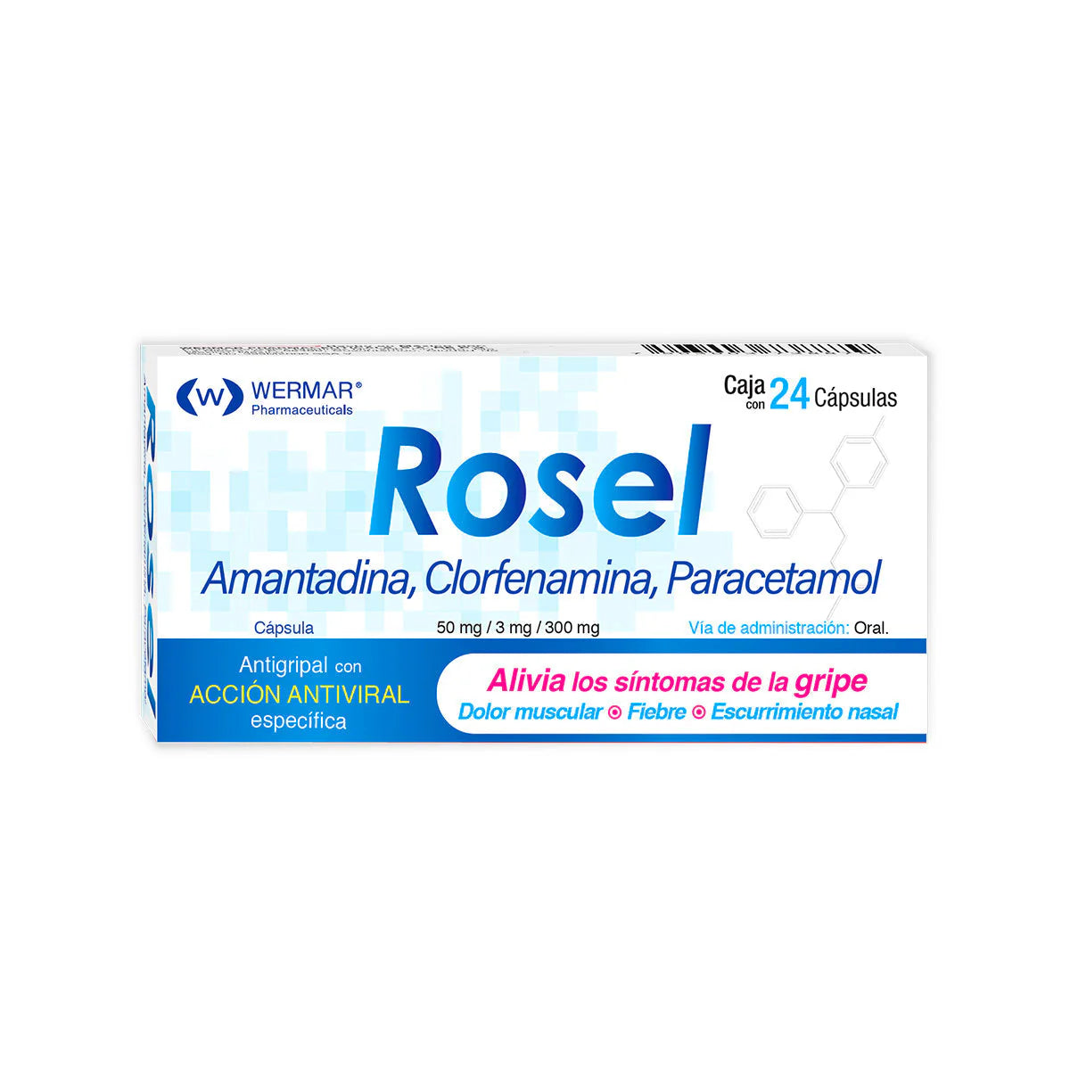 ROSEL (AMANTADINE / CHLORPHENAMINE / PARACETAMOL) 24 CAPSULES