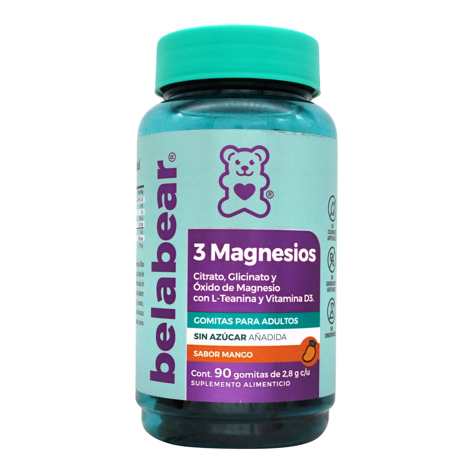 BELABEAR 3 MAGNESIOS FRASCO 90 GOMITAS SIN AZÚCAR AÑADIDA