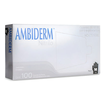 AMBIDERM NITRILO GUANTE EXPLN. NEGRO No Estéril "MED" c/100 Pzs.