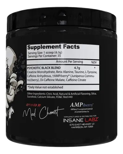 INSANE LABZ PSYCHOTIC BLACK 35 SERVICIOS BLUE RASPBERRY