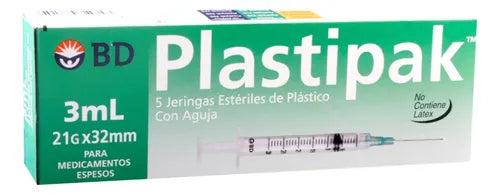PLASTI-PAK SYRINGE NEEDLE 21x32 3ML 5 PIECES