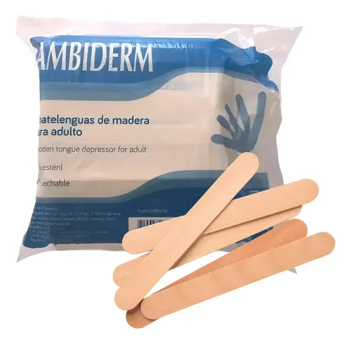 ABATELENGUAS DE MADERA (Ambiderm) PAQUETE 500 PIEZAS