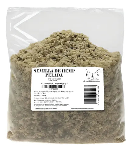 SEMILLA DE HEMP PELADA ORGANICA 100 GRAMOS TIERRA DE COLORES