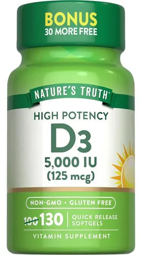 VITAMINA D3 5000 UI NATURE´S TRUTH 130 CAPSULAS