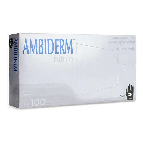 AMBIDERM NITRILO GUANTE EXPLN. NEGRO No Estéril "CH" c/100 Pzs.