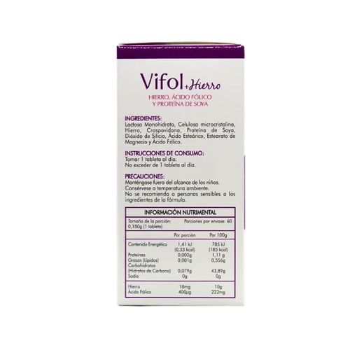 VIFOL + HIERRO 60 TAB 180MG