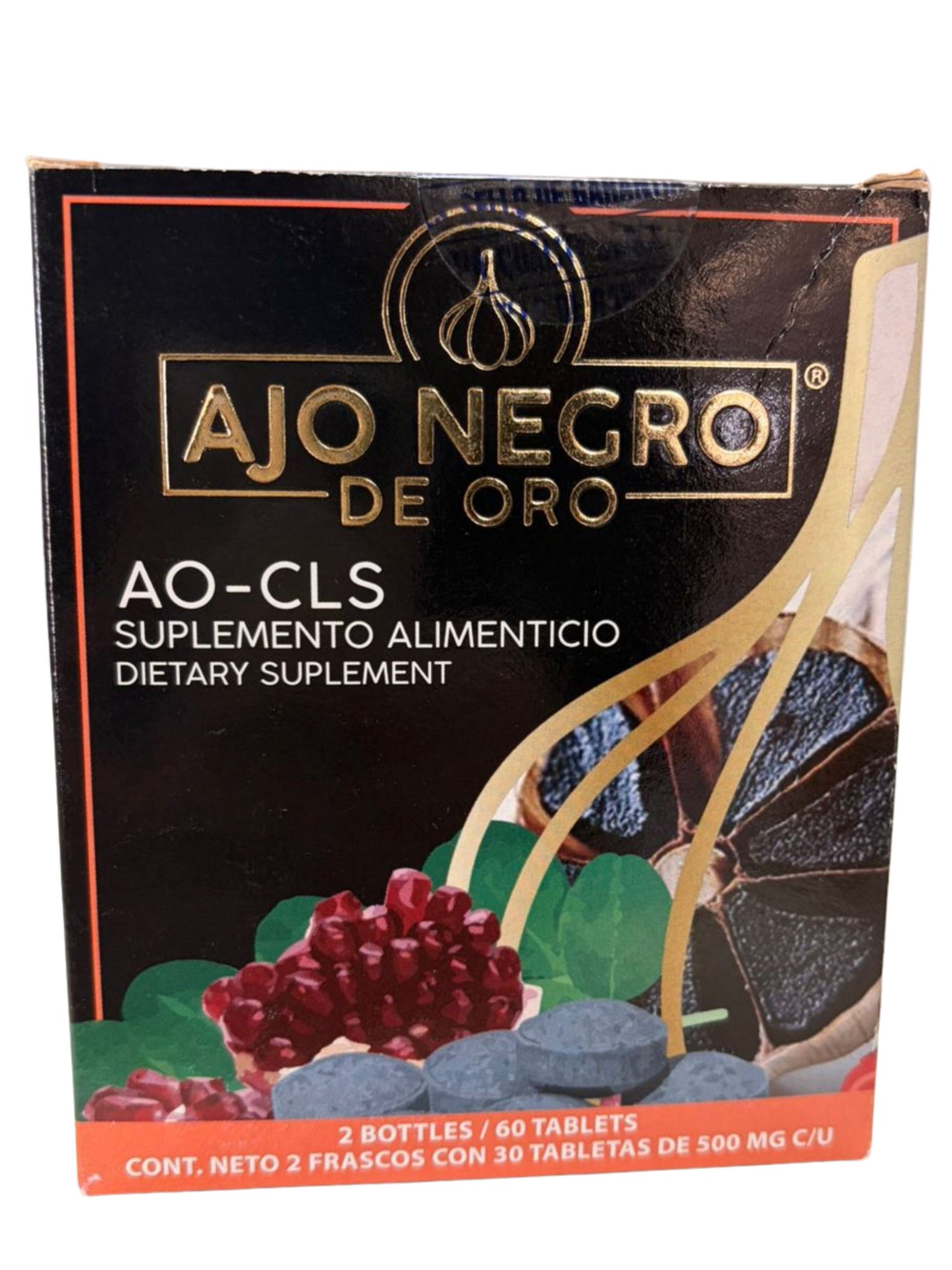 AJO NEGRO DE ORO AO-CLS 2 FRASCOS DE 30 TABLETAS CADA UNO