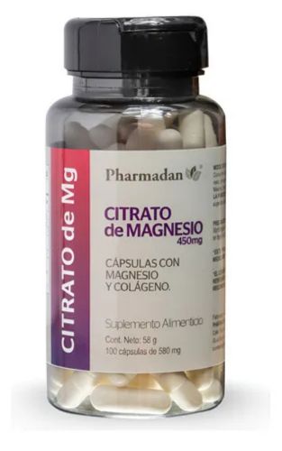 CITRATO DE MAGNESIO (Pharmadan) Fco. c/100 CAPS. 580 MG
