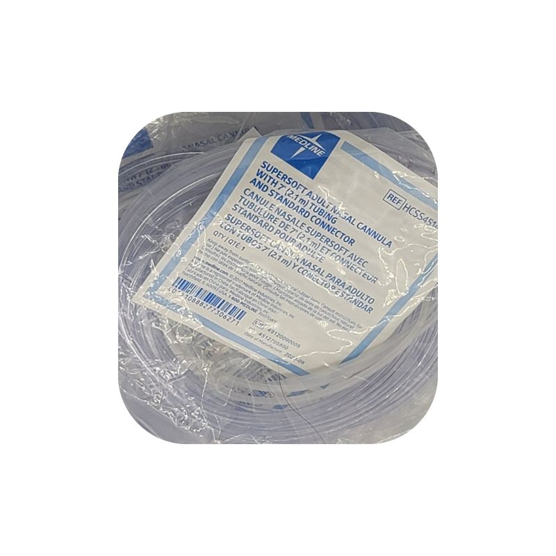 SUPERSOFT ADULT NASAL CANNULA WITH 7' TUBING (2.1M) AND STANDARD CONNECTOR