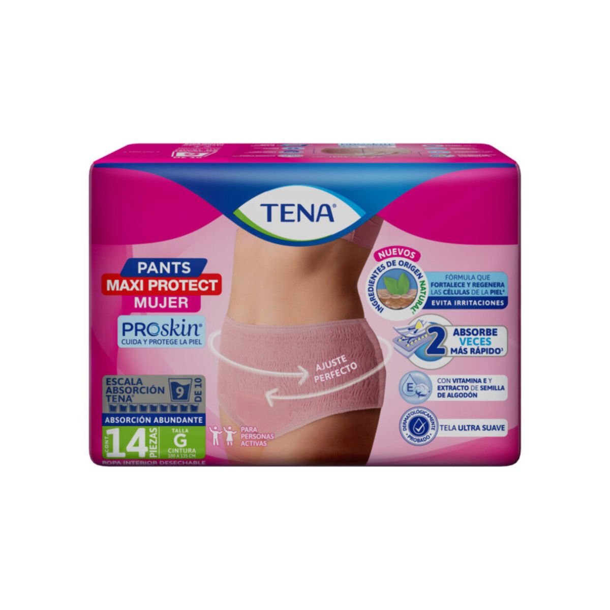 TENA PANTS MUJER ROPA INTERIOR DESECHABLE TALLA G 14 PIEZAS