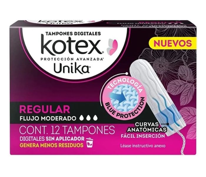 TAMPONES KOTEX UNIKA REGULAR 12 PIEZAS