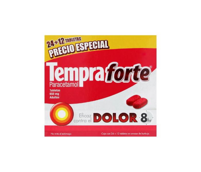 TEMPRA FORTE (PARACETAMOL) 650 MG 24+12 TABLETAS ADT
