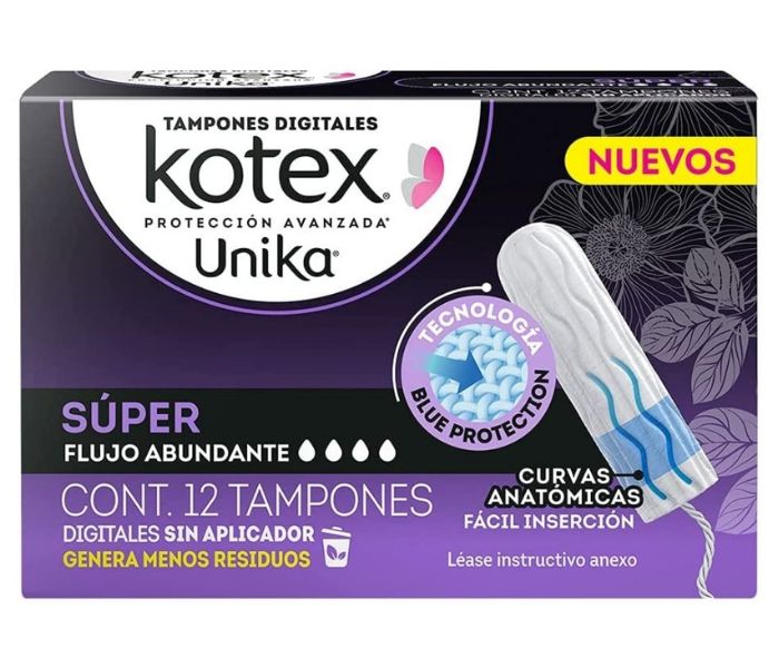 Tampones Kotex Unika Digital Super 12 Piezas