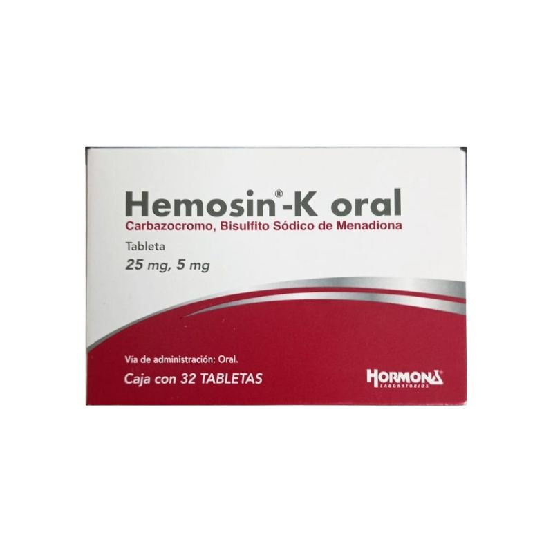 HEMOSIN K (CARBAZOCROME-MENADIONE SODIUM BISULFITE) 25MG/5MG 32 TABLETS