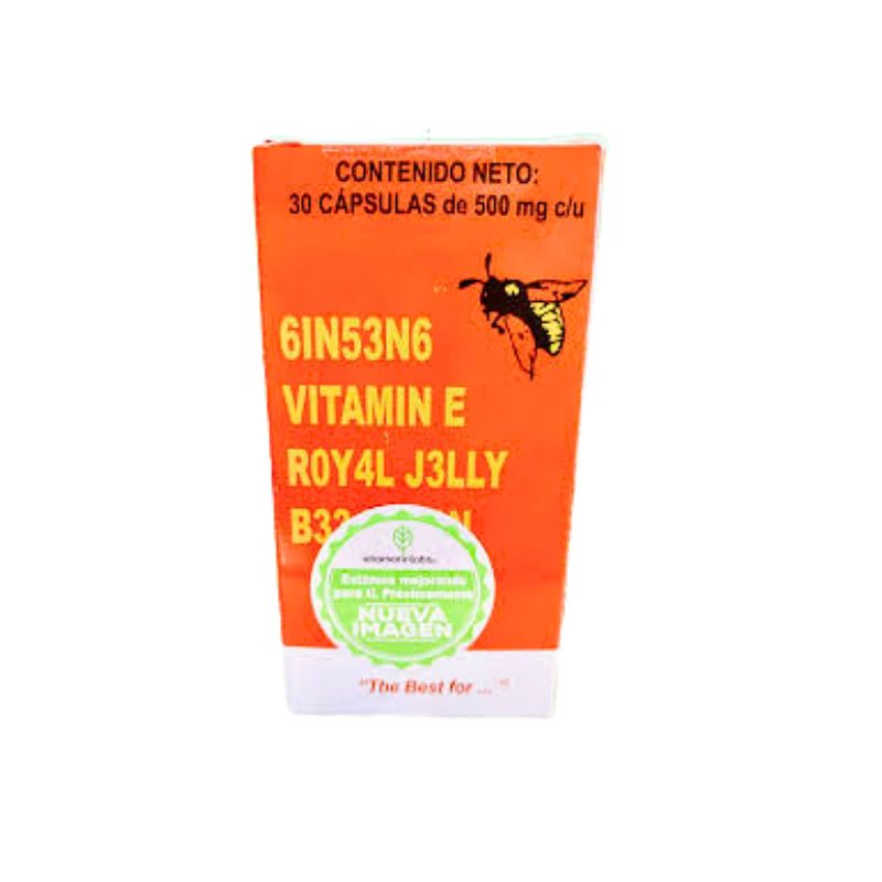 GINSENG VITAMIN E ROYAL JELLY POLLEN 500MG W/30 CAPS