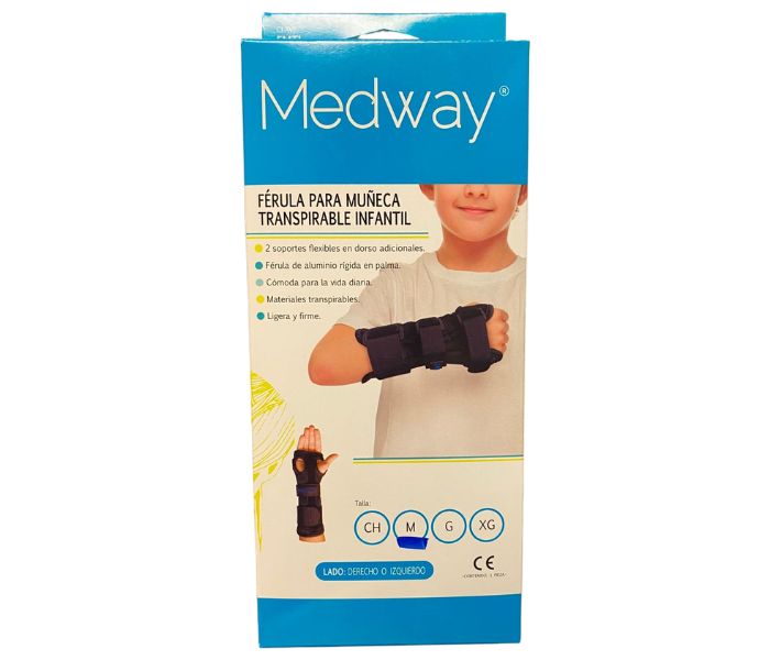 FÉRULA (MEDWAY) PARA MUÑECA TRANSPIRABLE INFANTIL T: MEDIANA 1 PZA