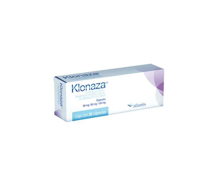 KLONAZA ( PHLOROGLUCINOL / TRIMETHYLPHLOROGLUCINOL / LYSINE CLONIXINATE ) 80mg/80mg/125mg C/20 CAPSULES